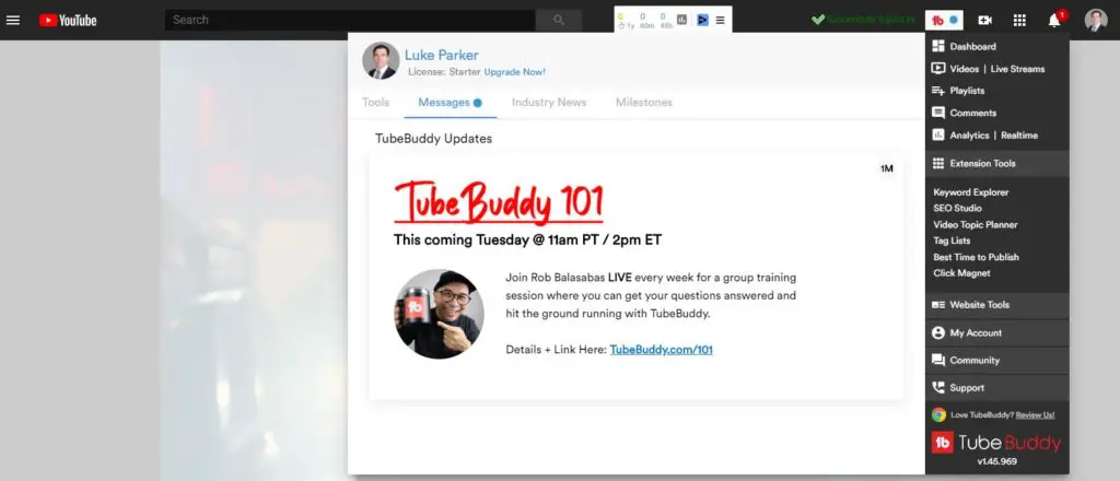 Tubebuddy extension